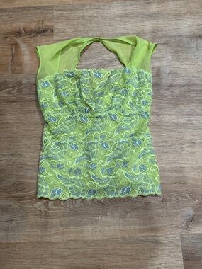 Cosabella vintage  Neon Lime Lace Halter Camisole